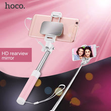 HOCO Universal Mini Selfie Stick With Mirror Wired Handheld Monopod Extendable Portable Selfiestick For iPhone For Android Phone